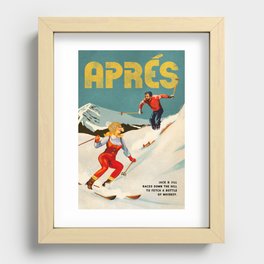 "Apres" Retro Pinup Ski Art Recessed Framed Print