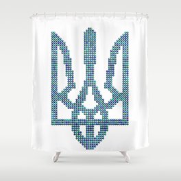 Coat of arms of Ukraine with circle. Creative decorative design Shower Curtain