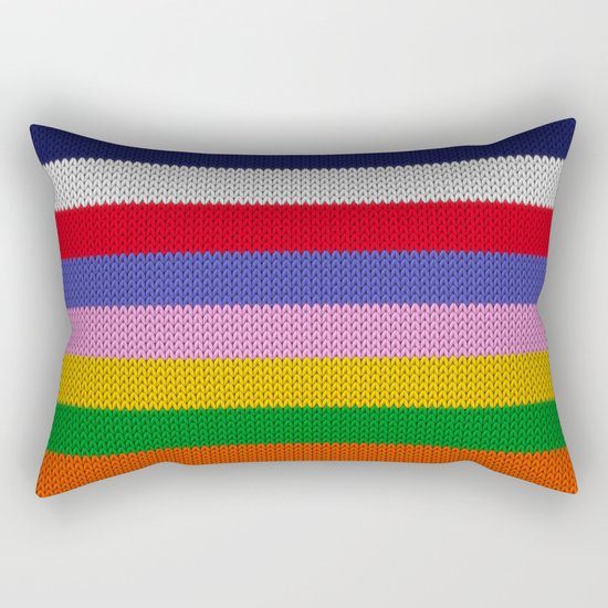 Knitted colorful stripes Rectangular Pillow