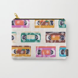 retro designs audio and video tapes tv  Carry-All Pouch | Drafting, Vector, Oil, Figurative, Graphite, Ink, Hatching, Comic, Pattern, Acrylic 