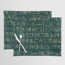 Ancient Egyptian Hieroglyphic-Hieratic - Gold & Green Placemat