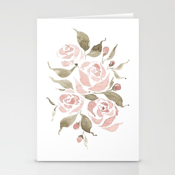 Rose Blooms Floral Artwork Stationery Cards