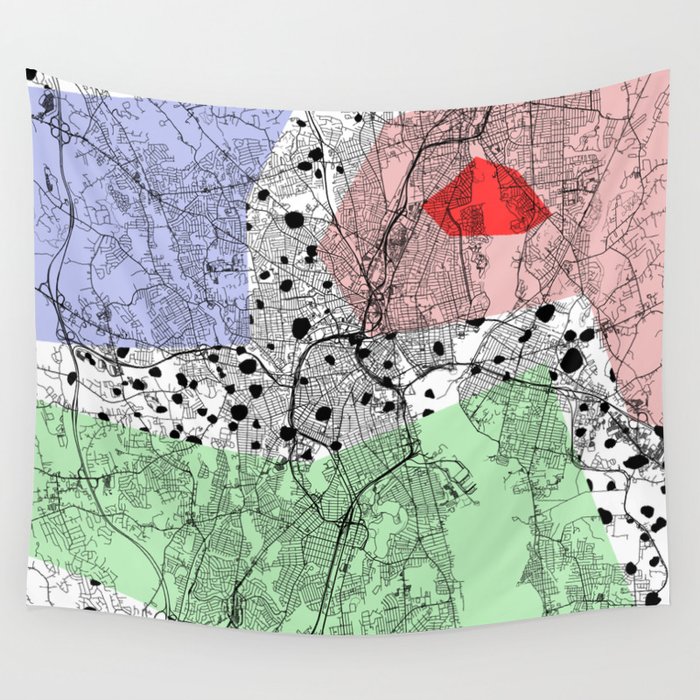 Providence, USA - City Map Collage Wall Tapestry
