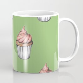 Sweet Rose Cupcake Green Background Mug