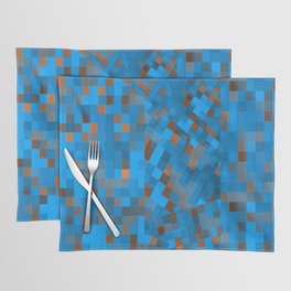 geometric pixel square pattern abstract background in blue brown Placemat