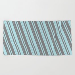 [ Thumbnail: Powder Blue and Gray Colored Lines Pattern Beach Towel ]