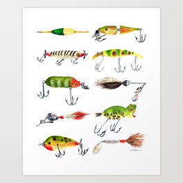 Vintage Fishing Lures Art Print