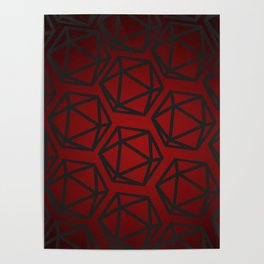D20 Pattern - Red Black Gradient Poster