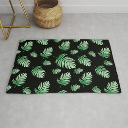 Wonderful Colocasia Plant Indoor House Plant Pattern On Black Area & Throw Rug