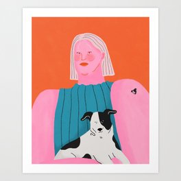 Girl and Dog Art Print