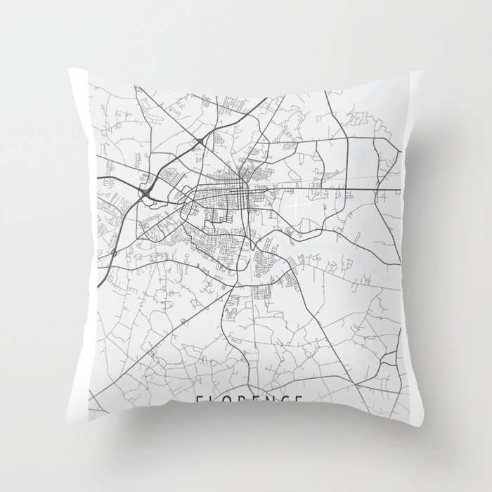 Florence South Carolina city map Throw Pillow