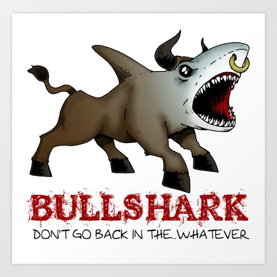 Bullshark Color Bull Shark Jaws by RonkyTonk Art Print