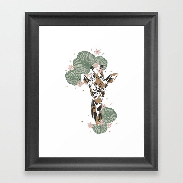 watercolor giraffe lover  Framed Art Print