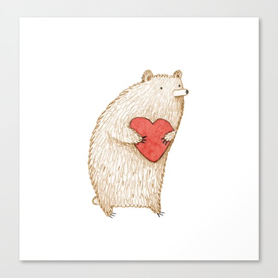 Bear with Heart Canvas Print