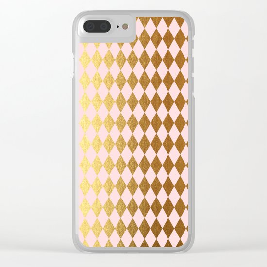 Royal gold on pink backround - Luxury geometrical pattern Clear iPhone Case
