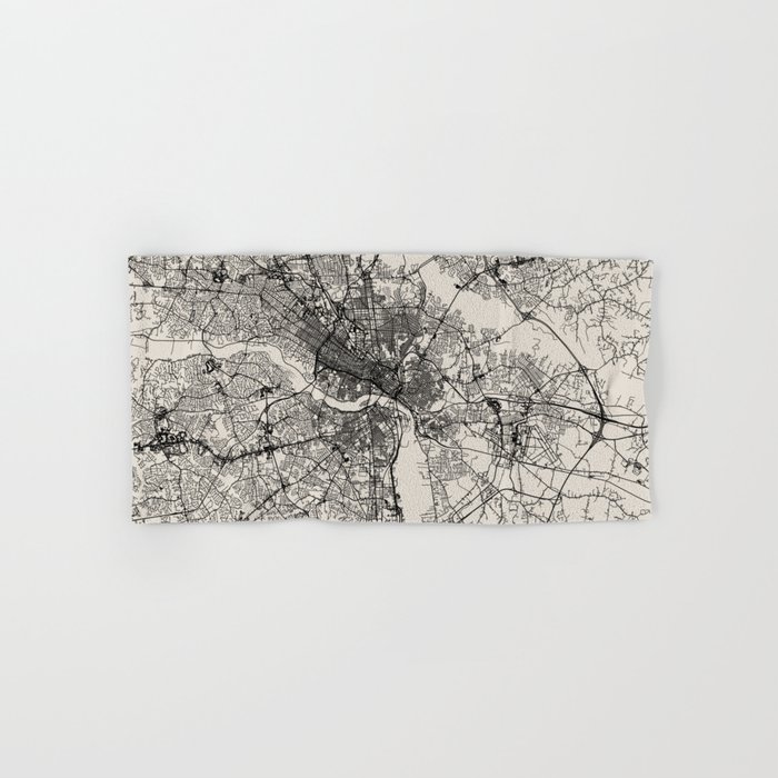Richmond, USA - Black and White City Map Hand & Bath Towel
