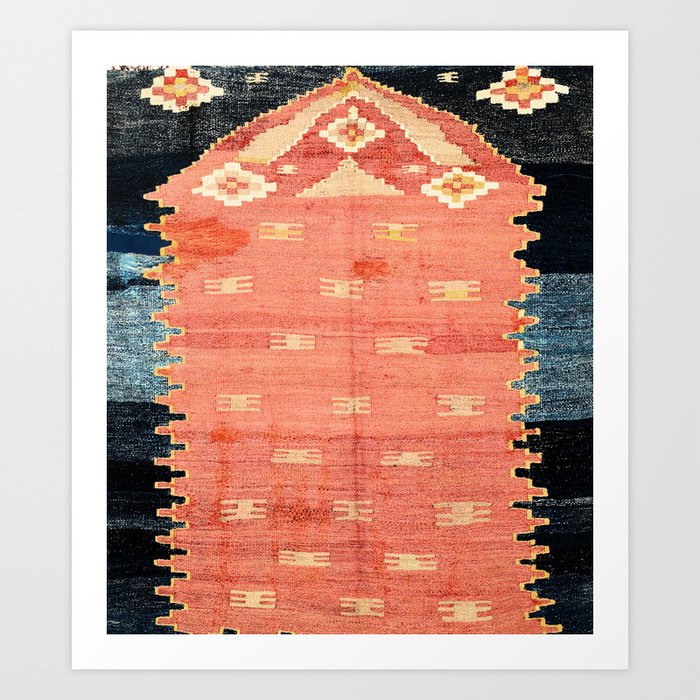 South West Anatolia  Antique Turkish Niche Kilim Print Kunstdrucke | Graphic-design, Vintage, Rug, Carpet, Orientalisch, Ethnic, Geometrisch, Tribal, Boho, Boheme