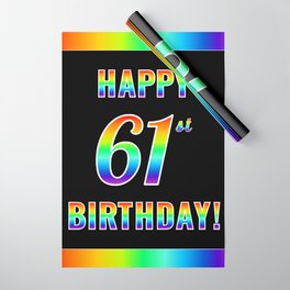 [ Thumbnail: Fun, Colorful, Rainbow Spectrum “HAPPY 61st BIRTHDAY!” Wrapping Paper ]