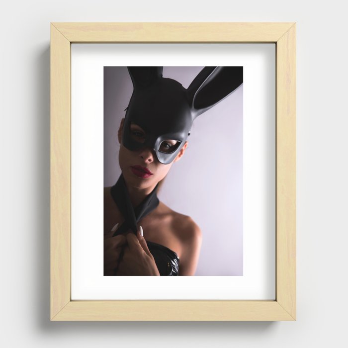 Black Bunny Recessed Framed Print