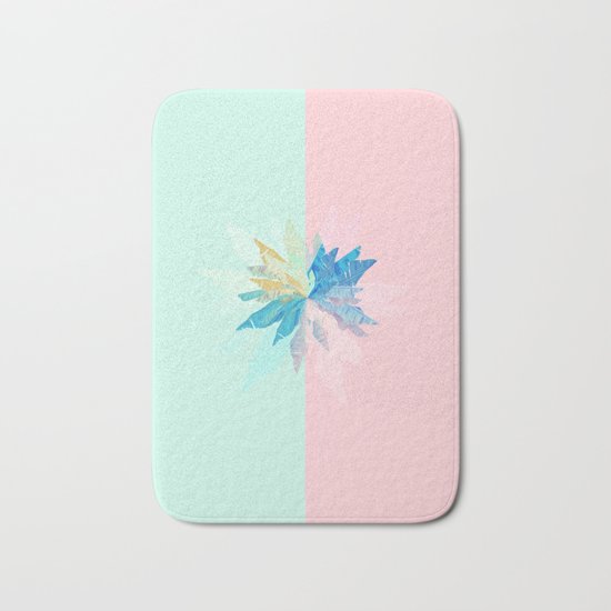 Floral Mint Pink Bath Mat