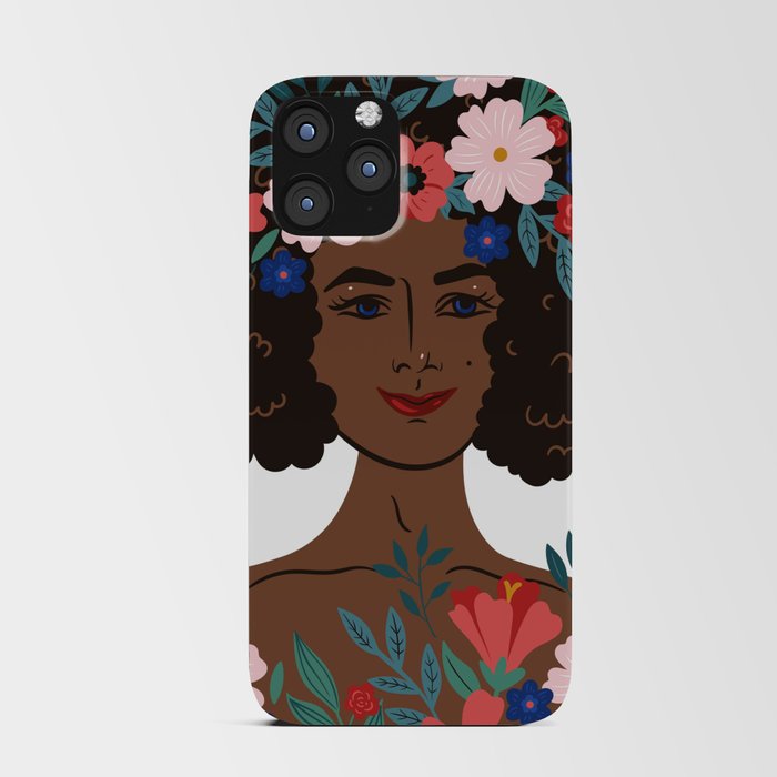 Portrait of a flowery woman iPhone Card Case