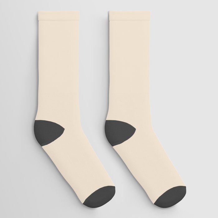 Neutral Buff Beige Solid Color Hue Shade - Patternless Socks