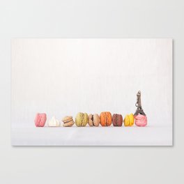 Paris, macarons and the eiffel tower Canvas Print