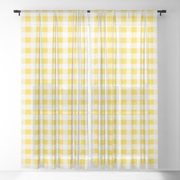 Yellow and White Buffalo Check Sheer Curtain