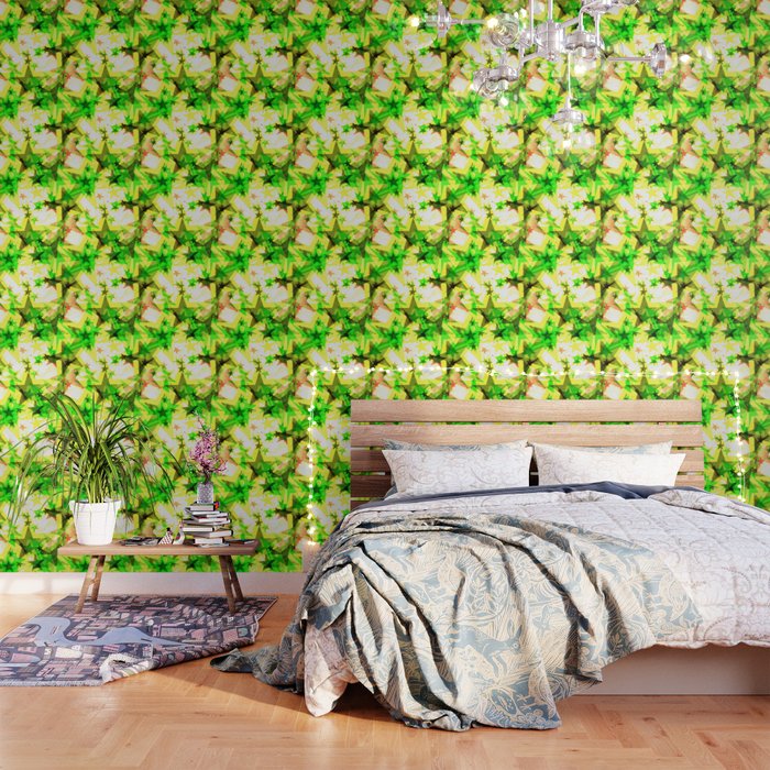 Bright Glowing Green Golden Stars On A Light Background In The Projection Wallpaper By Grachyhamr Society6 This intriguing space wallpaper from eso's very large telescope shows the glowing green planetary nebula ic 1295 surrounding a dim and dying star. society6