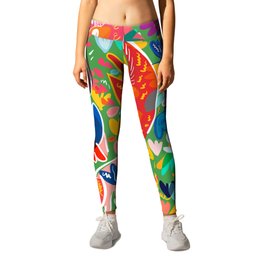 Welcome May Abstract Graffiti Nature and Flowers Pattern Leggings