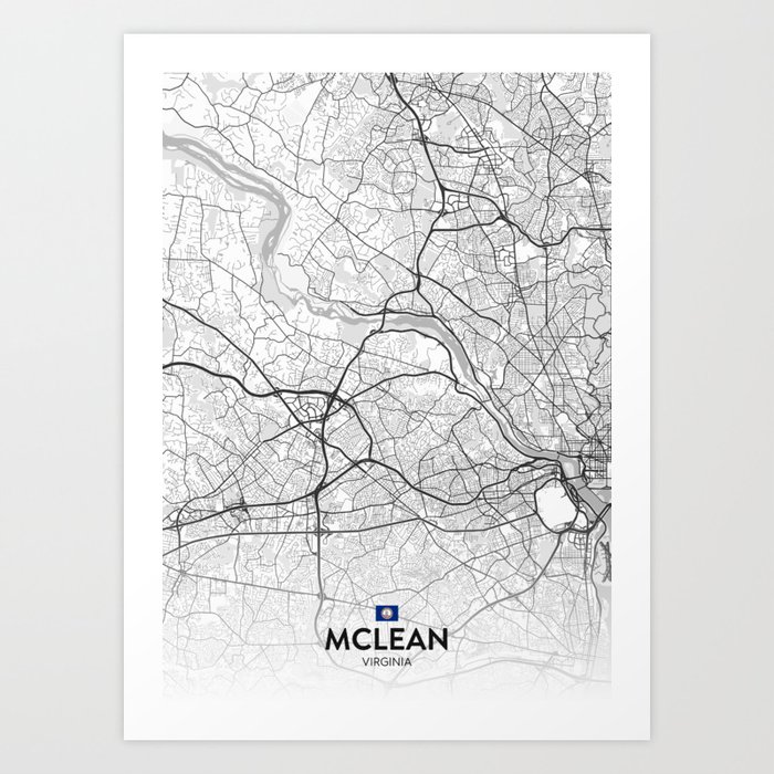 McLean, Virginia, United States - Light City Map Art Print