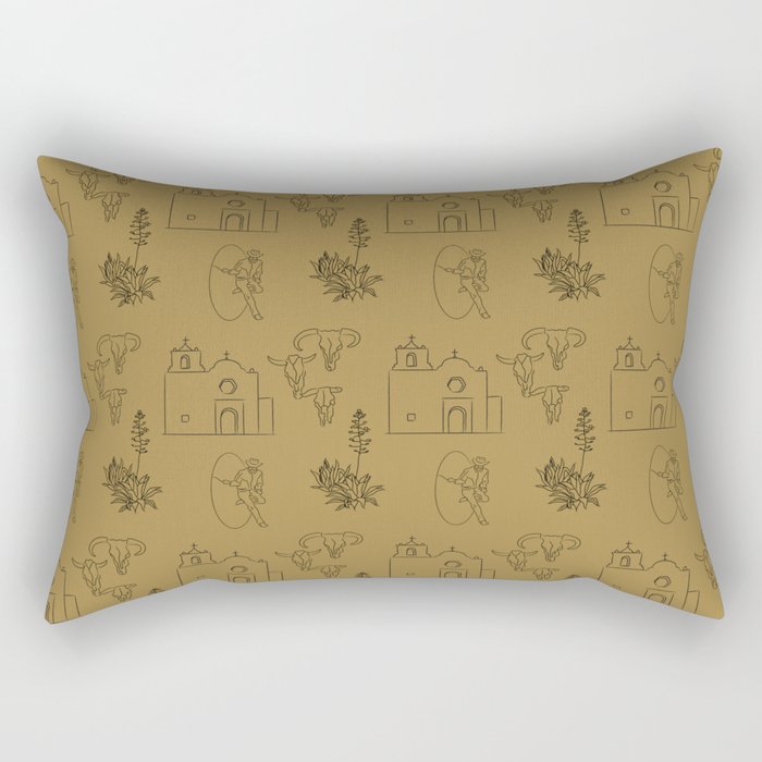 Dwellings of Goliad - Gold Rectangular Pillow