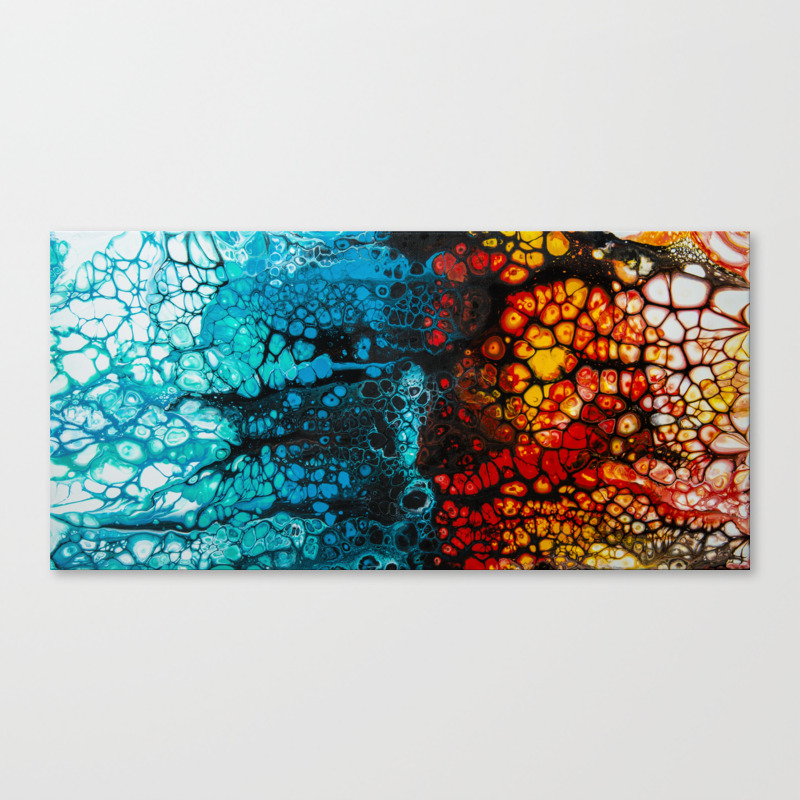 Fire Ice Acrylic Pour Painting Canvas Print By Spydphotography