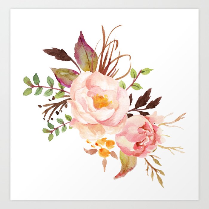 Pink Peach Watercolor Peonies Art Print By Junkydotcom Society6