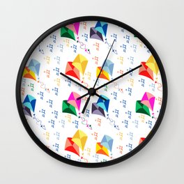Colorful Kites Festival Pattern Wall Clock