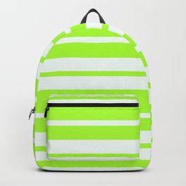 [ Thumbnail: Light Green and Mint Cream Colored Stripes Pattern Backpack ]