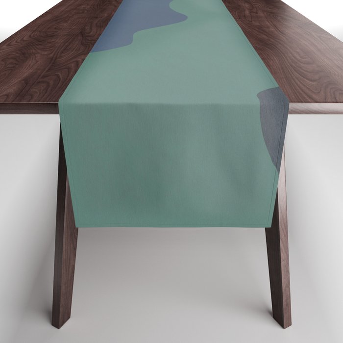 Moon hiding behind mountains Table Runner