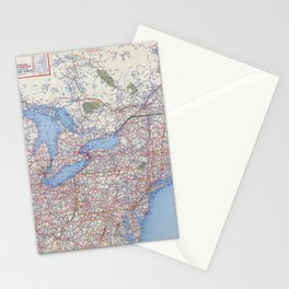 Highway Map Northeastern Section of the United States. - Vintage Illustrated Map-road map Stationery Card
