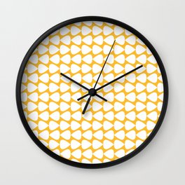 Plectrum Mini Retro Modern Geometric Pattern in White and Sunflower Mustard Marigold Yellow Wall Clock