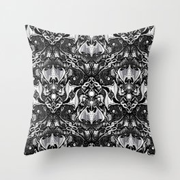 Bats And Beasts - Black and White Throw Pillow