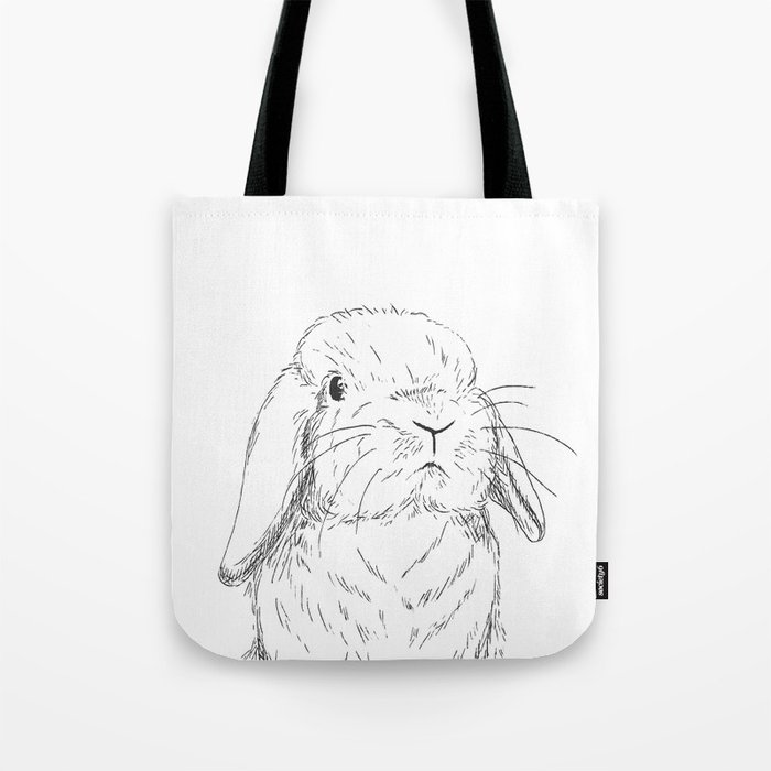 Curious Holland Lop Bunny Tote Bag