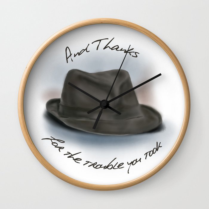 Hat for Leonard Cohen Wall Clock