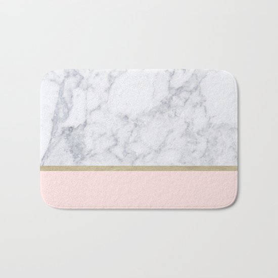 Marble Gold Blush Pink Pattern Bath Mat