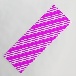 [ Thumbnail: Fuchsia and Mint Cream Colored Lined/Striped Pattern Yoga Mat ]