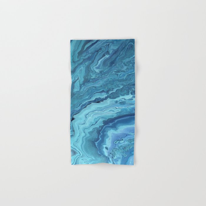 Teal Geode Acrylic Pour Painting Hand Bath Towel By Bethanyjoydesign Society6