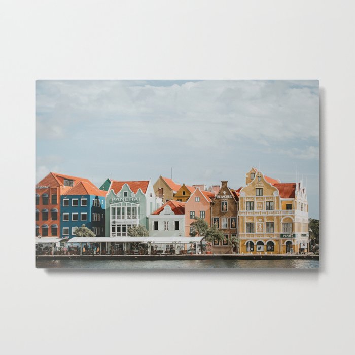 Happy Harbor Houses of Willemstad | Colourful Travel Photography | Curaçao, Antilles Metal Print