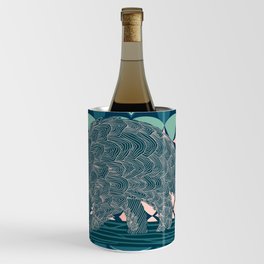 Walking pangolin on pattern background Wine Chiller