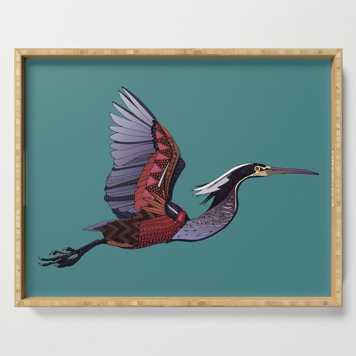 Agami heron teal Serving Tray