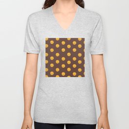 Tennis Ball Print On Brown Background Pattern V Neck T Shirt