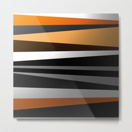 Metallic II - Abstract, geometric, metallic effect stripes, gold, silver, black Metal Print